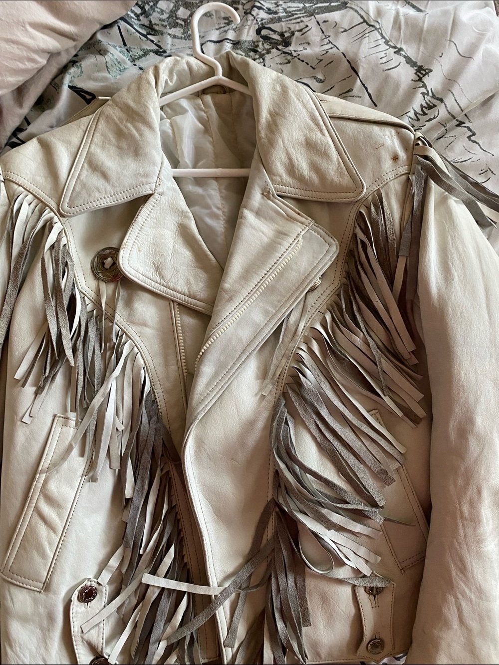 VINTAGE 80’s genuine leather fringe motorcycle jacket - Picture 2 of 12